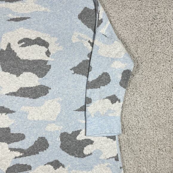 Kinross Cashmere Sweater Womens S Blue Camo Print Pullover Preppy - Picture 14 of 14